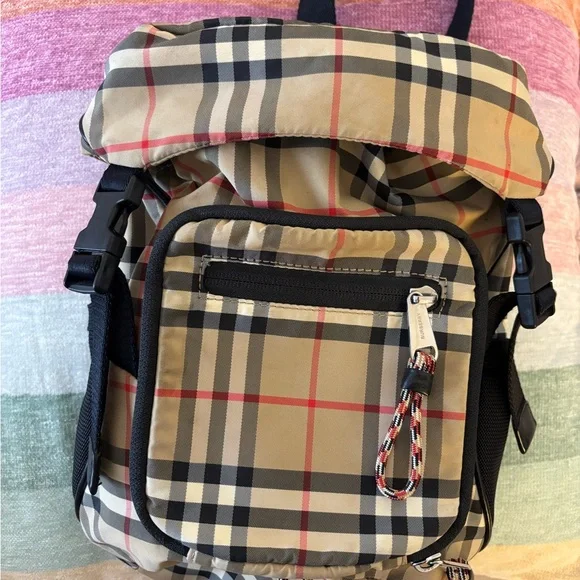 Burberry Tan and Black Check Backpack